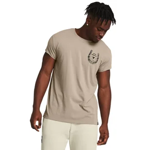 Męska koszulka treningowa Under Armour Project Rock Bal Cap Sleeve T - beżowa - UNDER ARMOUR - Koszulki sportowe męskie - miniaturka - grafika 1