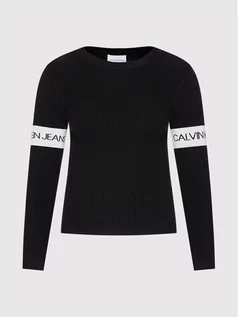 Swetry dla chłopców - Calvin Klein Jeans Sweter Intarsia Logo IG0I00788 Czarny Slim Fit - grafika 1