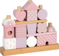 Sortery dla dzieci - Układanka klocki drewniane na palikach Różowy domek Small Foot - miniaturka - grafika 1