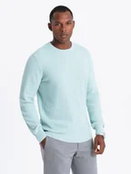 Swetry męskie - Sweter męski ze strukturalnej dzianiny miętowy V1 OM-SWSW-0142 XXL - miniaturka - grafika 1