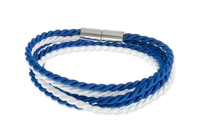 Biało Granatowa Bransoleta Męska Na Magnes