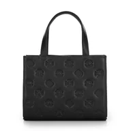 Torebki damskie - Torebka crossbody ze skóry w tłoczenia czarna - miniaturka - grafika 1