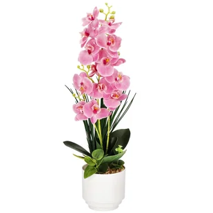 Sztuczny storczyk orchidea w doniczce 56 cm dekoracyjna roślina doniczkowa różowa - Sztuczne kwiaty - miniaturka - grafika 1