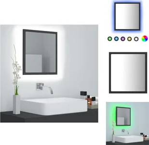 vidaXL Lustro łazienkowe LED szare 40x8,5x37 cm akrylowe - Umywalki łazienkowe - Lustra - miniaturka - grafika 1