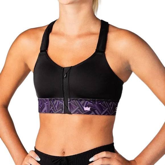 Biustonosz Sportowy Shefit Czarny I Fiolet Średnie Podtrzymanie Regulowany 2Xl