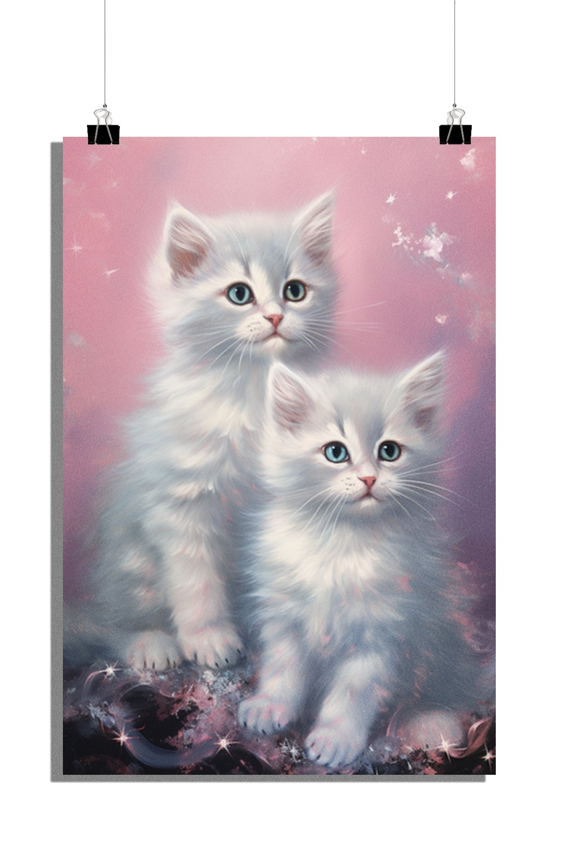 Plakat z dwoma kociakami - Plakat ze zwierzętami - Stylowy plakat - 61x91cm - Idealny do oprawienia w ramę