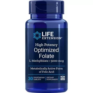 Life Extension - Zoptymalizowany Kwas Foliowy, 5000mcg, 30 tabletek wegetariańskich - Witaminy i minerały - miniaturka - grafika 1