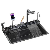 Zlewozmywak jednokomorowy z wodospadem BLIOTE Ultimate Grafitowy