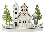 Ozdoby bożonarodzeniowe - LIVARNO home Dekoracyjny drewniany domek świąteczny LED (Kościółek z reniferami) - miniaturka - grafika 1