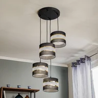 Lampy sufitowe - Lampa wisząca Helen czarno-złota okrągła 4-pkt. - miniaturka - grafika 1