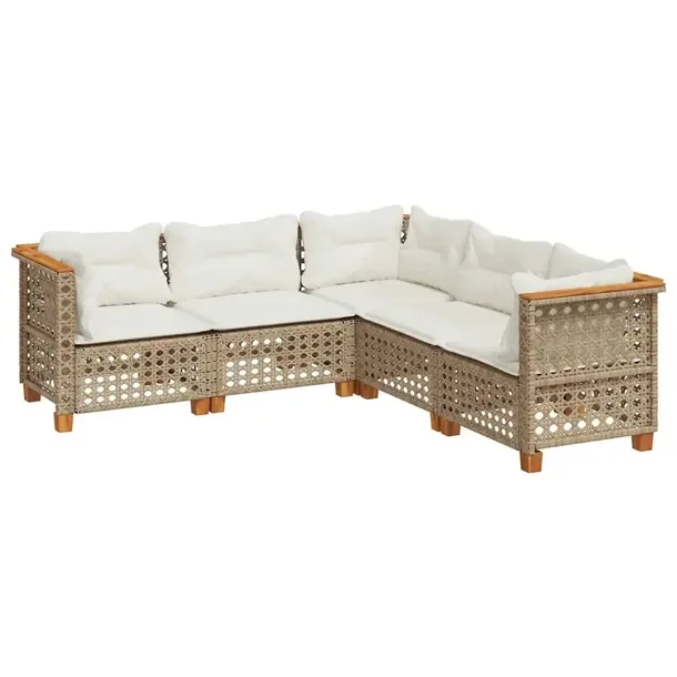 Zestaw mebli ogrodowych modułowych beżowy rattan PE 63,5 x 63,5 x 62 cm