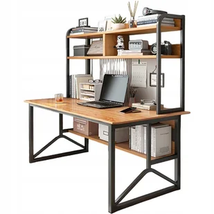 BIURKO KOMPUTEROWE CIEMNY BUK POD STOLIK GAMINGOWE NOWOCZESNE LOFT 120 CM - Biurka gamingowe - miniaturka - grafika 1