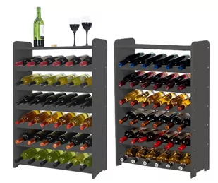 Regał na wino z półką RW-16 36 butelek - Szary / Wamar-Sosenka - Stojaki na wino - miniaturka - grafika 1