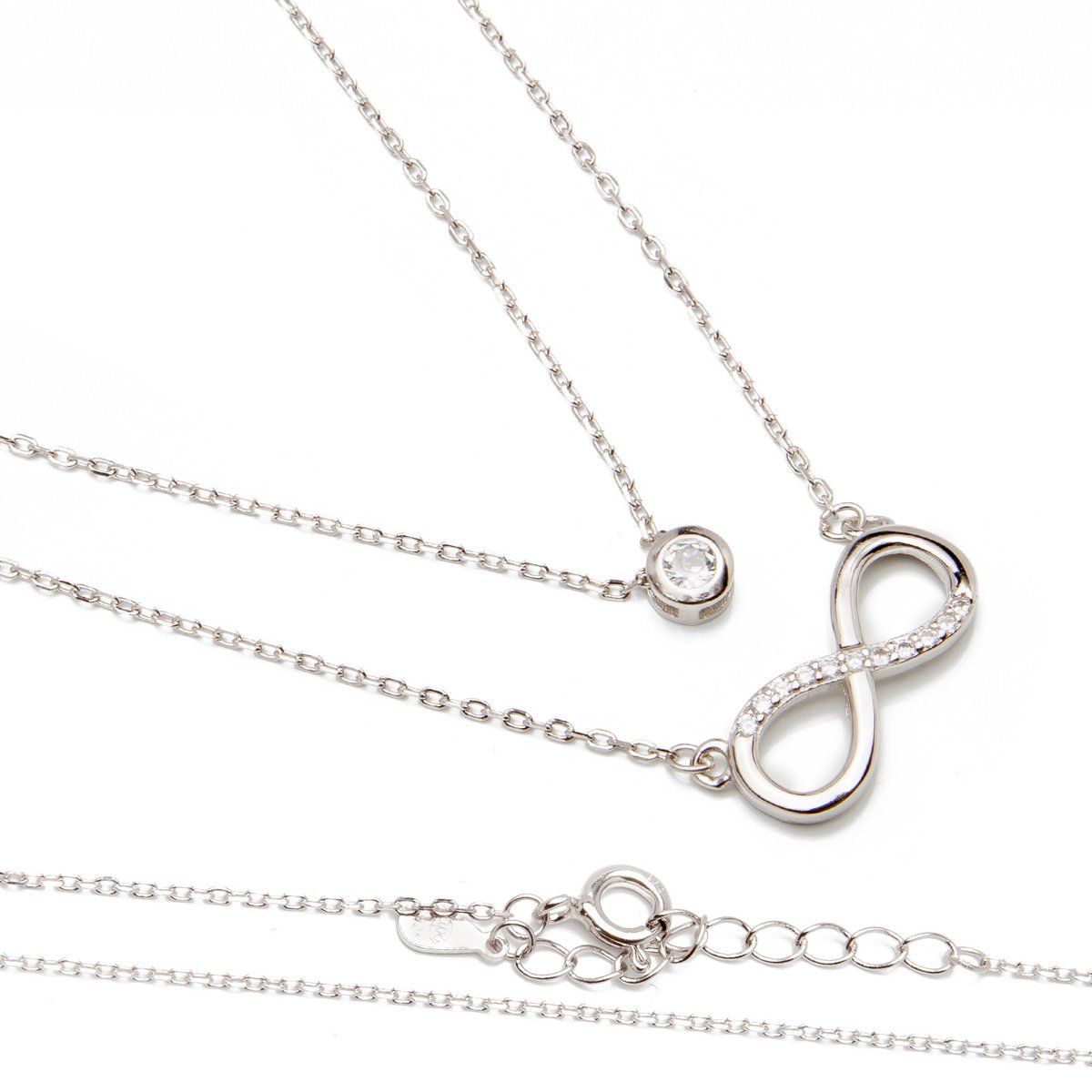 Srebrny naszyjnik nieskończoność z cyrkoniową zawieszką