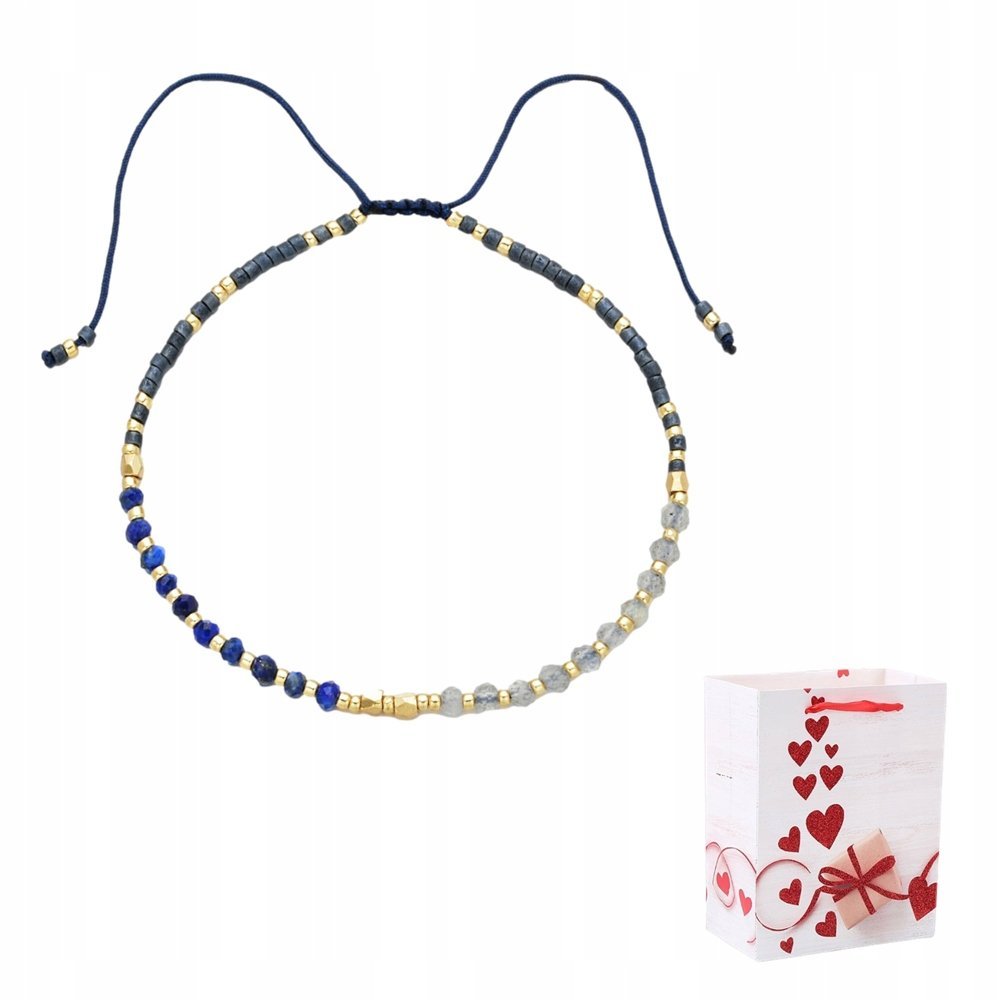 Bransoletka Koraliki Fasetki Miyuki Delica Kamień Lapis Lazuli Labradoryt