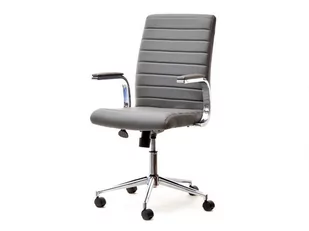 Fotel biurowy, krzesło biurowe Wygodny Fotel Biurowy Z Ekoskóry Cruz Szary Na Nodze Chrom - Fotele i krzesła biurowe - miniaturka - grafika 1