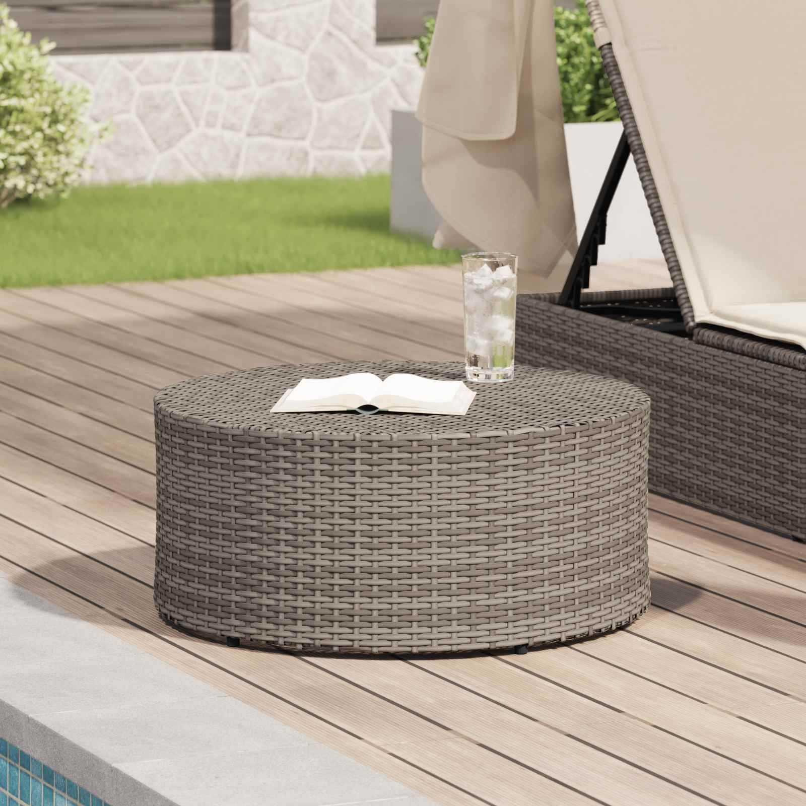 vidaXL Stoły kawowe na świeżym powietrzu Szary 68 x 30 cm rattan