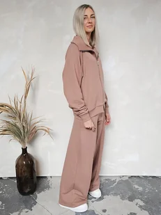 Katya bluza na zamek i spodnie z przeszyciem mokka - Komplety damskie - miniaturka - grafika 1