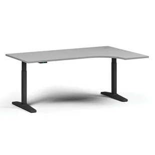 Stół z regulacją wysokości ULIX, elektryczny, 675-1325 mm, narożnik prawy, blat 1800x1200 mm, podstawa czarna, szary - Biurka - miniaturka - grafika 1