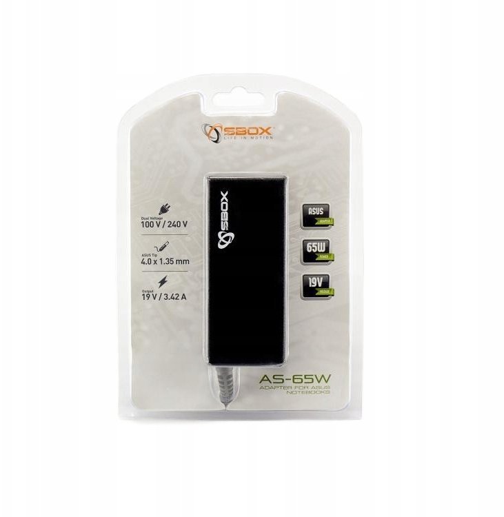 Zasilacz do laptopa Sbox AS-65W Adapter for Asus Notebooks – 65W – 19V 3.42A – Round Connector