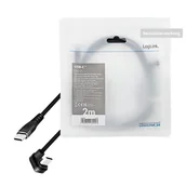 Kable USB - LogiLink USB-C 1.0m w oplocie kątowy czarny - miniaturka - grafika 1