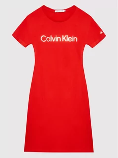 Sukienki i spódniczki dla dziewczynek - Calvin Klein Jeans Sukienka codzienna IG0IG01418 Czerwony Regular Fit - grafika 1