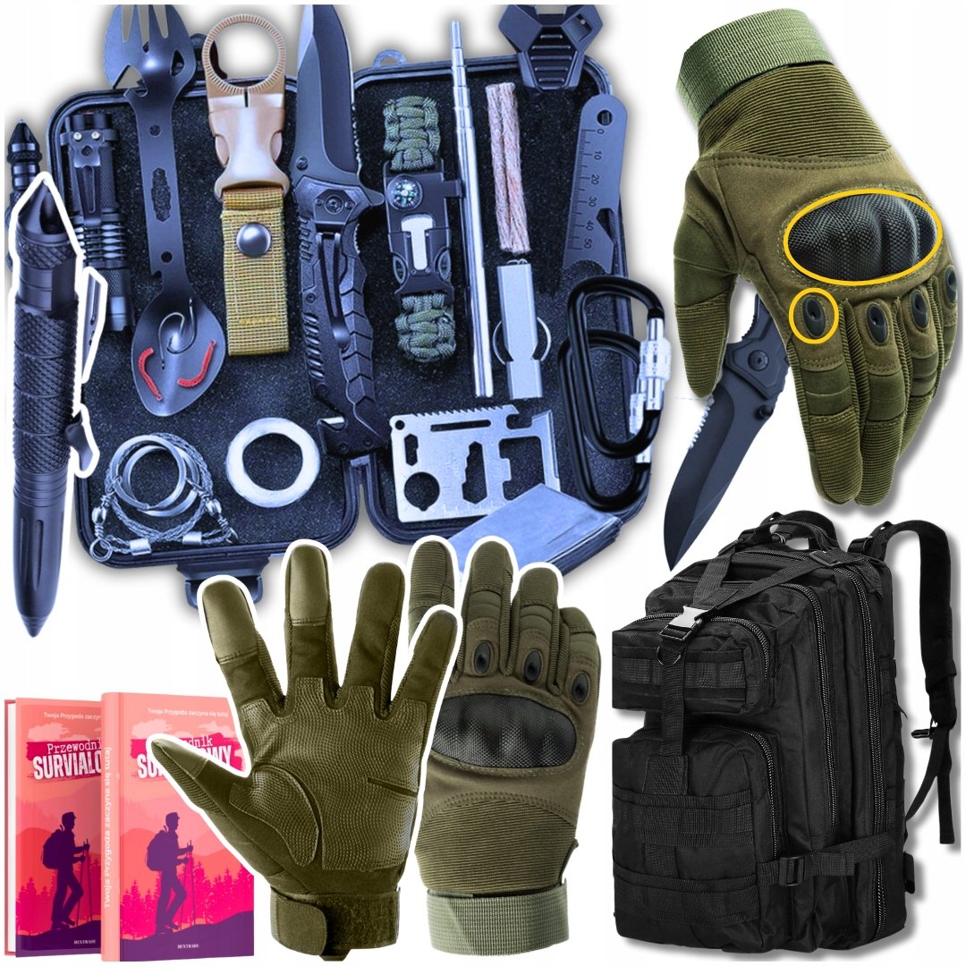 Plecak Wojskowy Ewakuacyjny Ratunkowy 1-DNIOWY Rękawice XL Survival 32W1