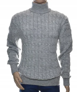Ciepły wełniany sweter męski z golfem szetland golf z wełny 3XL XXXL szary - Swetry męskie - miniaturka - grafika 1
