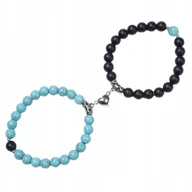 Bransoletki - Komplet Bransoletek dla Dwojga Serce Turkusowa i Czarna Symbol Uczuć - miniaturka - grafika 1