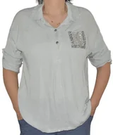 Bluzki damskie - Bluzka damska koszulowa ze srebrna kieszonką szara - miniaturka - grafika 1