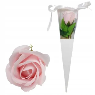 Pachnąca róża mydlana w rożku PREZENT UPOMINEK dla KOBIETY - Sztuczne kwiaty - miniaturka - grafika 1