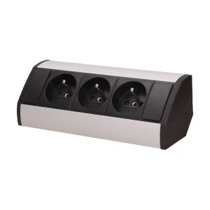 Orno Gniazdo meblowe potrójne z uziemieniem czarno-srebrne OR-GM-9001/B-G - Gniazdka elektryczne - miniaturka - grafika 2