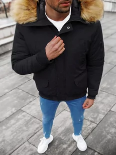KURTKA ZIMOWA MĘSKA Z FUTERKIEM CZARNA OZONEE JS/M2019/392 - Ozonee - Kurtki męskie - miniaturka - grafika 1