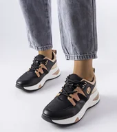 Sneakersy damskie - Czarno-złote sneakersy Vinceza-37 - miniaturka - grafika 1