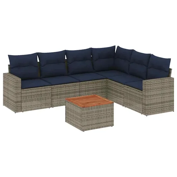 Zestaw mebli ogrodowych modułowych szary rattan PE 62 x 62 x 69 cm