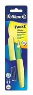 Przybory szkolne - PELIKAN Pióro wieczne Twist P457 Neonowe żółte +2N/BL - miniaturka - grafika 1
