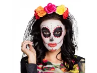 Halloween - Opaska z welonem i kwiatami - 1 szt. - miniaturka - grafika 1