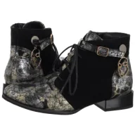 Botki damskie - Botki Czarne Kwiaty 5743A-03/00-8 (MA1407-a) Maciejka - miniaturka - grafika 1