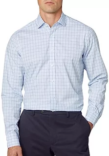 Koszule męskie - Hackett London Męska koszula w kratkę SLUB, niebieska (niebieski/biała), L, niebieski (niebieski/biały), L - grafika 1
