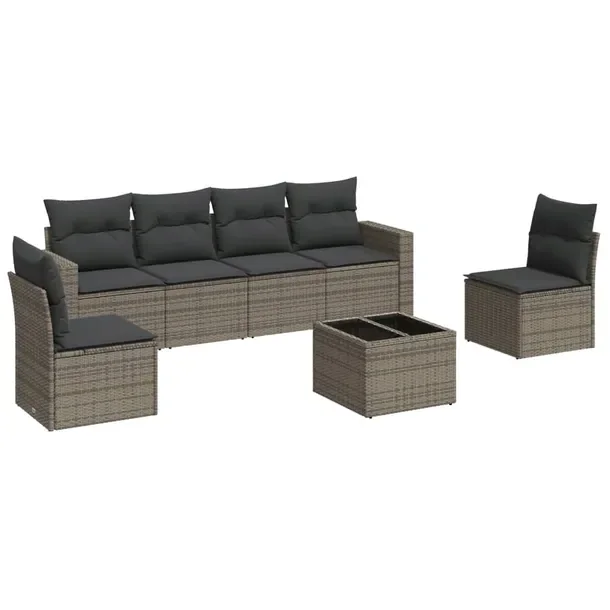 Zestaw mebli ogrodowych modułowych szary rattan PE z poduszkami 65,5 x 62