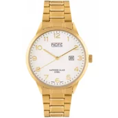 Zegarki męskie - Złoty męski zegarek na bransolecie PACIFIC SSMB-1107D-05 - miniaturka - grafika 1