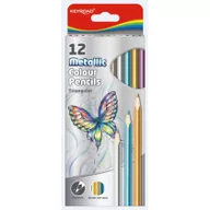 Przybory szkolne - KEYROAD Kredki ołówkowe , trójkątne, metaliczne, 12szt., mix kolorów - miniaturka - grafika 1