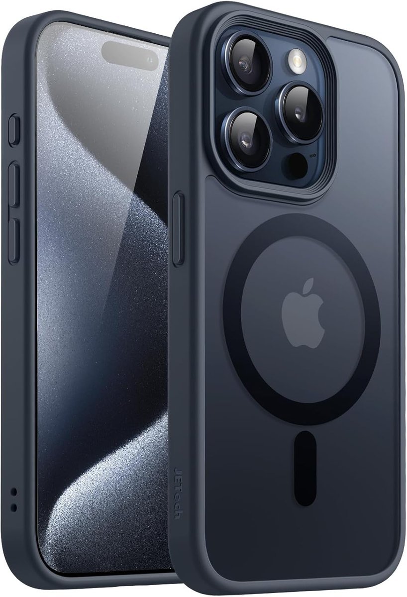 JETech Magnetyczna Etui dla iPhone 15 Pro 6,1 Cala Kompatybilny z MagSafe, Półprzezroczysta Matowe Tylna Szczupły Odporny na Wstrząsy Case (Niebieski)