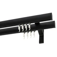 Karnisze - Karnisz DECASTYL Apartamentowy z agrafkami podwójny 200 cm Czarny - miniaturka - grafika 1