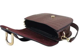 Listonoszka damska croco - Brązowa - Torebki damskie - miniaturka - grafika 7