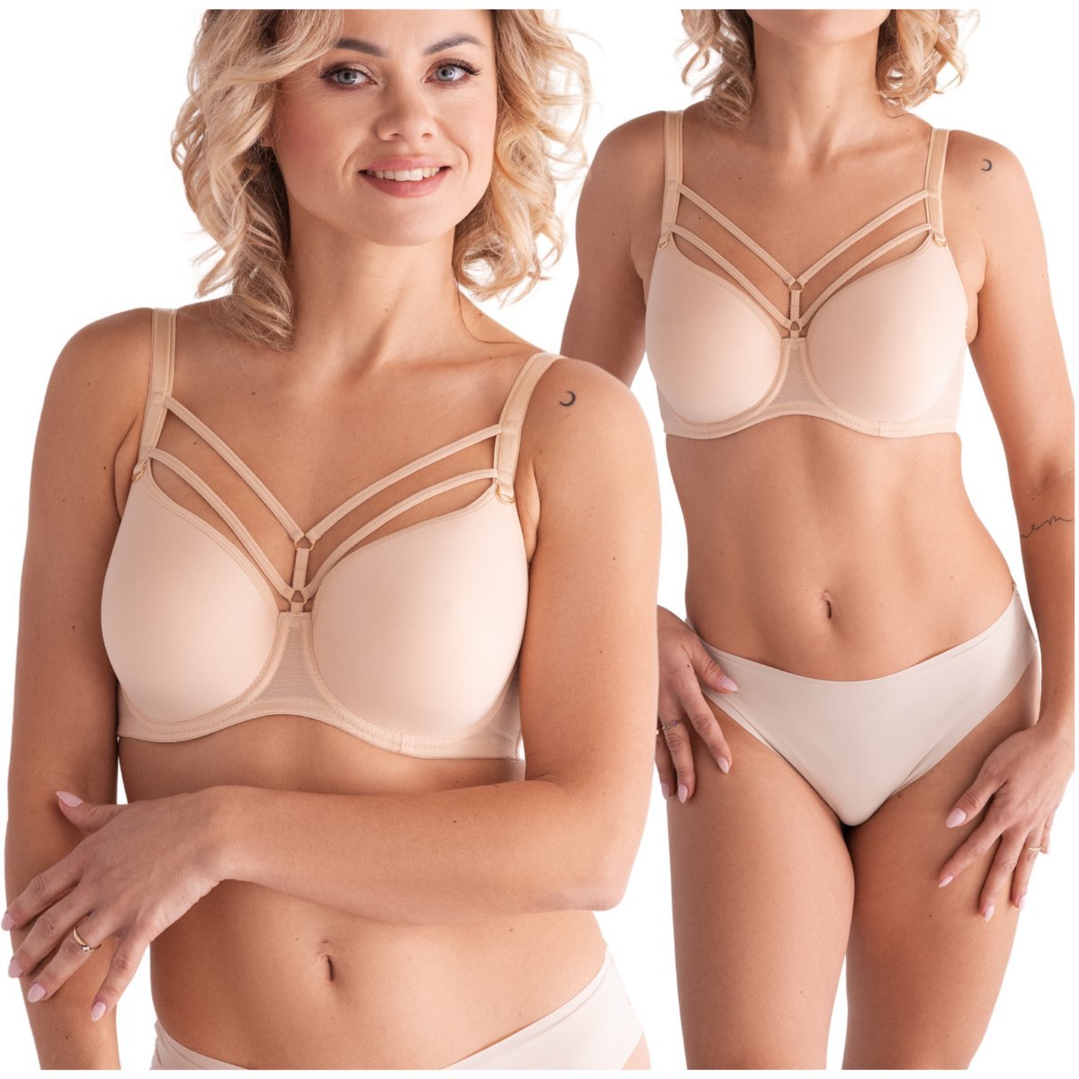 Biustonosz LEMAX SOFTCHIC 2960-57 Spacer beżowy z paskami - 80G