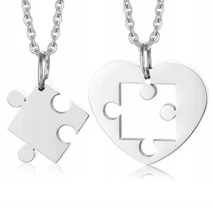 DWA NASZYJNIKI DLA PAR PUZZLE SERCE MATCH - Naszyjniki - miniaturka - grafika 1