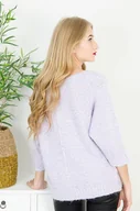 Swetry damskie - FIOLETOWY WŁOCHATY SWETER OVERSIZE - Olika - miniaturka - grafika 1