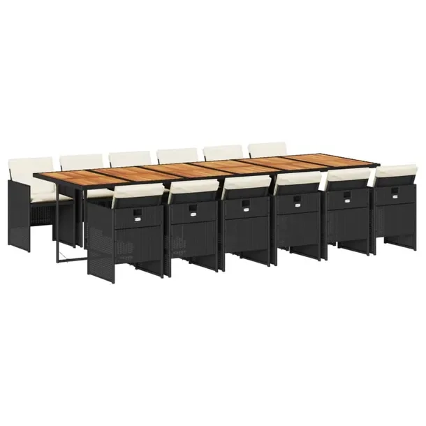 Zestaw Mebli Ogrodowych Rattan PE Czarno-Brązowy 330x106x73 cm