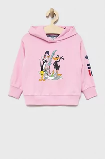 Bluzy damskie - Fila bluza dziecięca x Looney Tunes kolor różowy z kapturem z nadrukiem - grafika 1